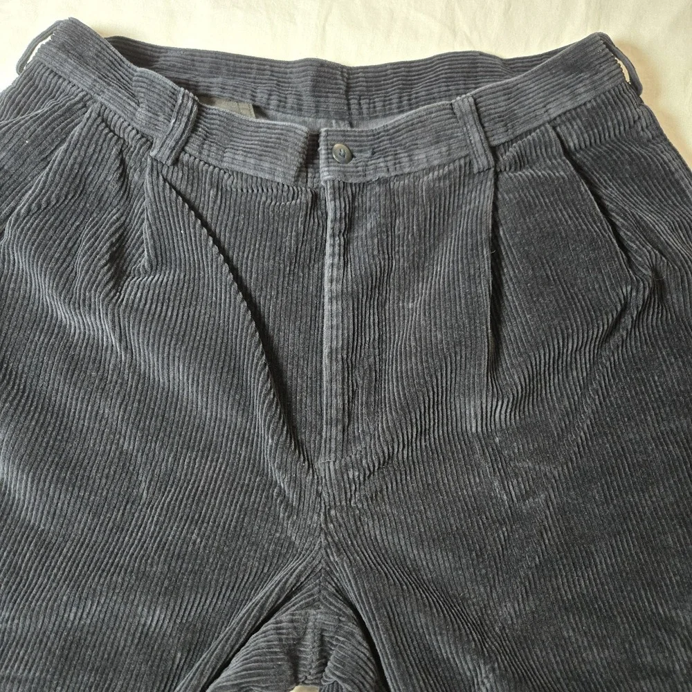 Jos‎ A Bank Corduroy Pants Tag 35x32 Measures 32x30 Pleated  Dark Navy Cuffed